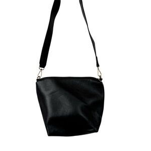 By Anthropologie Black Faux Leather Crossbody Bag